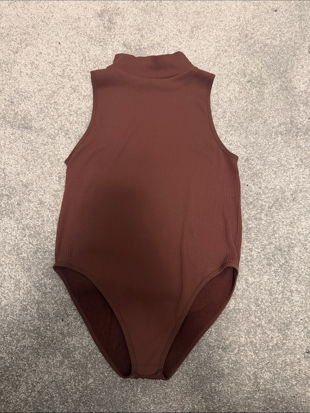 Zara Sleeveless Ribbed One-Piece Bodysuit in Chocolate Brown